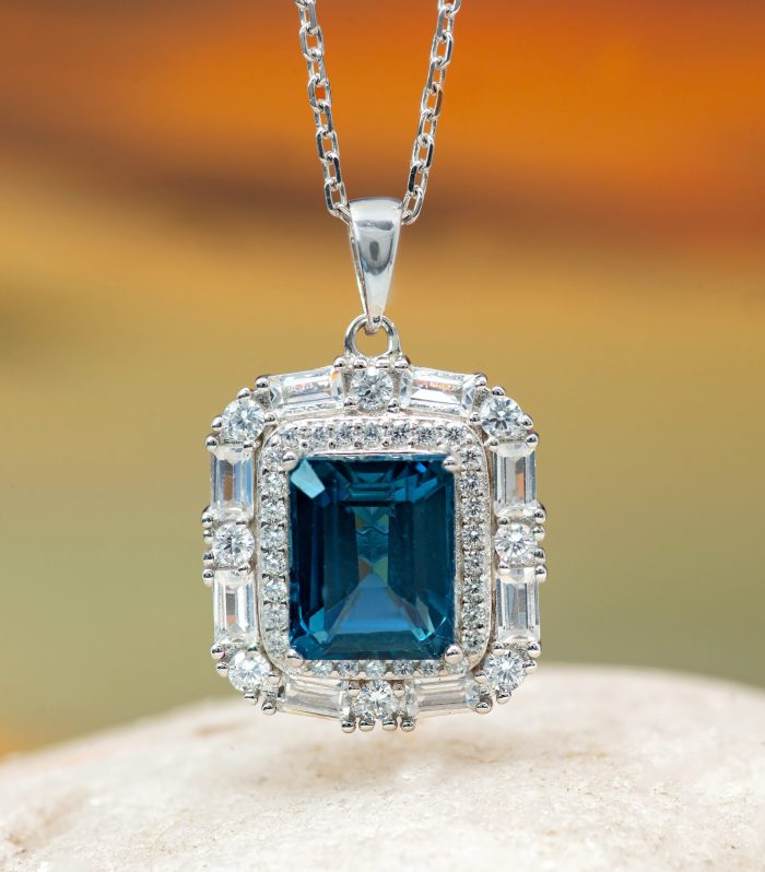 Aura London Blue Topaz Pendant in Sterling Silver (PE-BSM/1419)